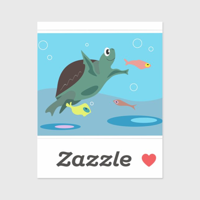 Sticker Tortue de mer mignonne sous l'art marin (Feuille)