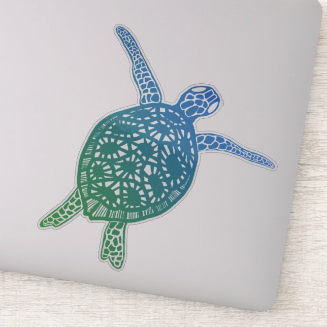 Sticker Tortue de mer Protéger la planète Terre Aucun plas (Détail)