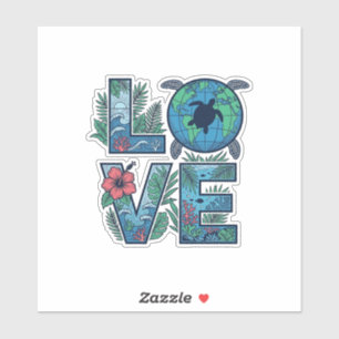 Sticker Tortue de mer Terre Tropical Amour