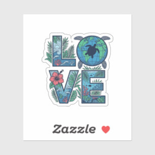 Sticker Tortue de mer Terre Tropical Amour