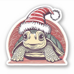 Sticker Tortue de Noël Santa Chapeau Vinyl