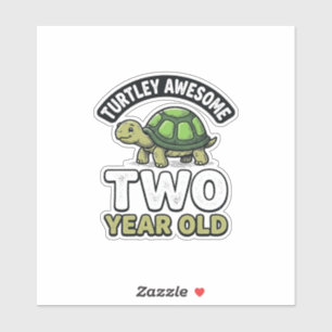 Sticker Tortue Deux Ans Anniversaire Vintage Gravure Shi