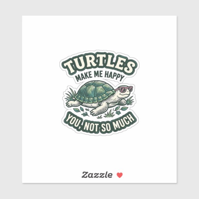 Sticker Tortue Drôle Me Rend Heureux Vintage  (Feuille)
