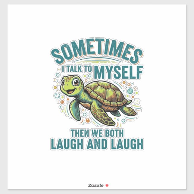 Sticker Tortue drôle parlant à moi-même conception de t-sh (Feuille)