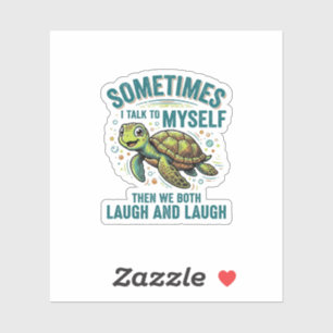 Sticker Tortue Drôle Qui Se Parle À Soi-Même Design De Che