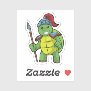 Sticker Tortue en guerrier avec Spear & Helmet