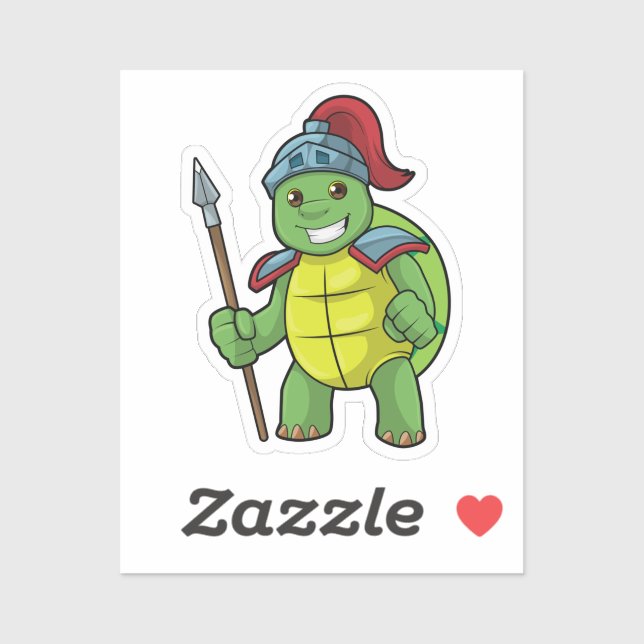 Sticker Tortue en guerrier avec Spear & Helmet (Feuille)