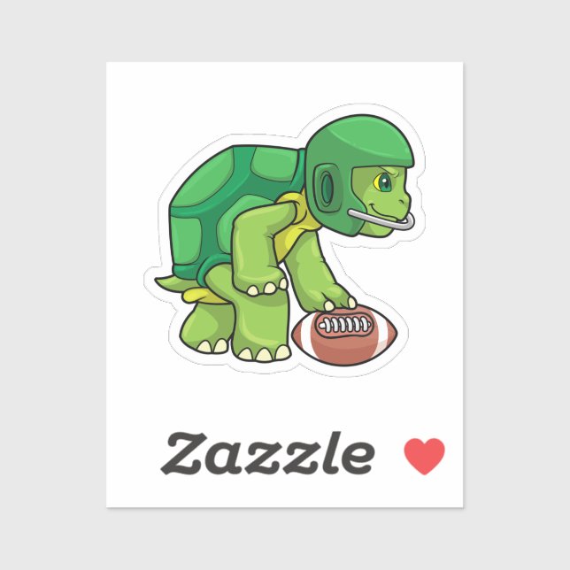 Sticker Tortue en sport avec football et casque (Feuille)