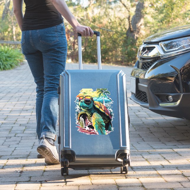 Sticker Tortue Hawaï Tortue de mer Hawaii Beach Palm (Valise Insitu)