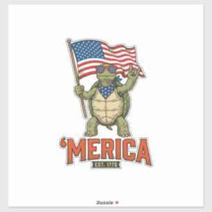 Sticker Tortue Patriotique ‘Merica Vintage Vector