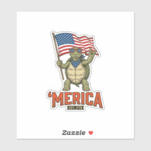 Sticker Tortue Patriotique ‘Merica Vintage Vector