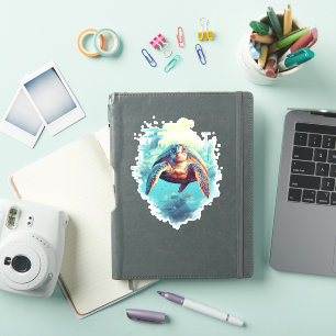 Sticker Tortue sous-marine sereine Copie Copie