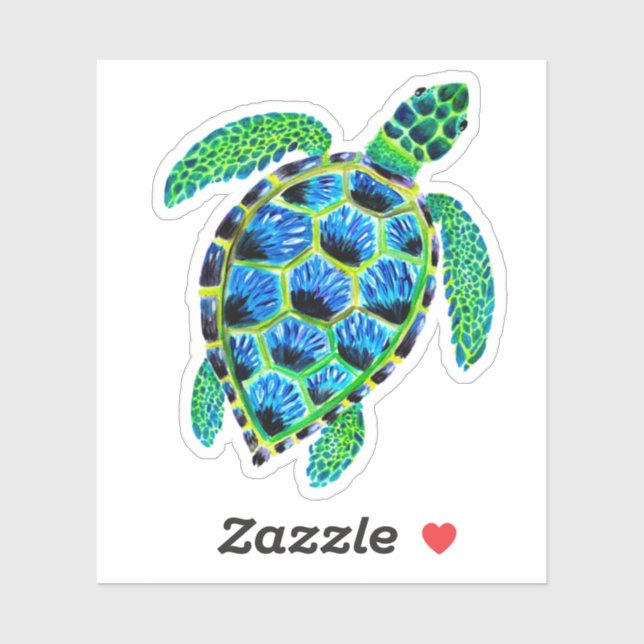 Sticker Tortue verte cool en acrylique (Feuille)