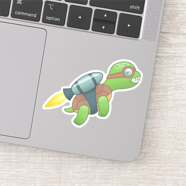 Sticker Tortue volante avec un Jetpack (Détail)