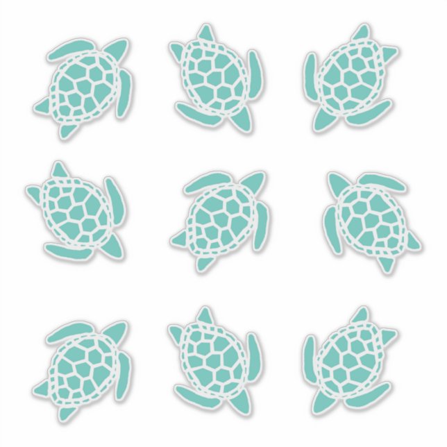 Sticker Tortues marines bleu aqua Caprice Marin  (Devant)