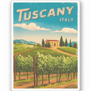 Sticker Toscane Vintage voyage Italie Retro Pittoresque