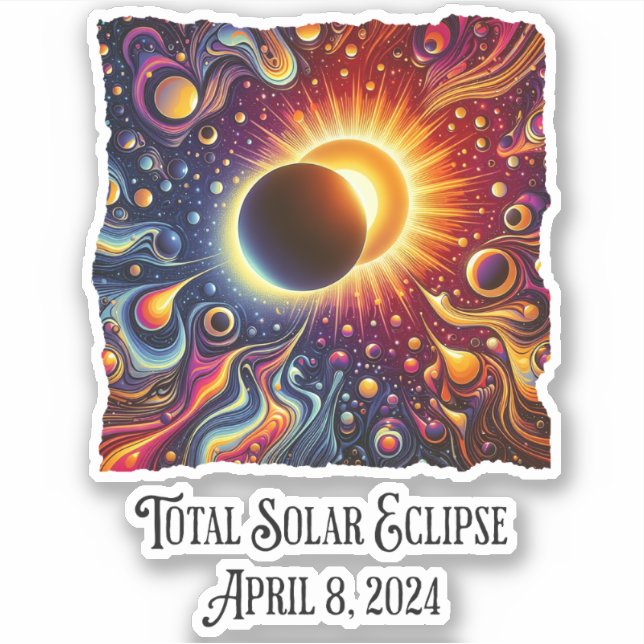 Sticker Total Eclipse 2024 Retro Super 60's 70's vibe (Devant)