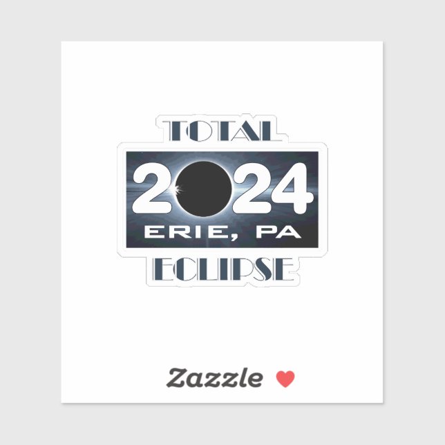 Sticker Total Eclipse Erie PA 2024 Parcours de la totalité (Feuille)