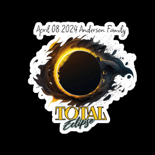 Sticker Total Éclipse solaire 8 avril 2024 Nom de famille