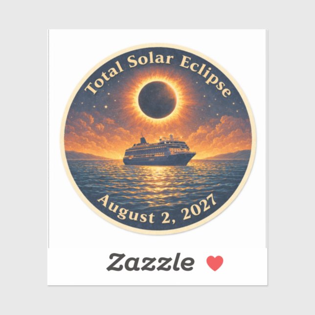 Sticker Total Solar Eclipse August 2 2027 cruise ship  (Feuille)