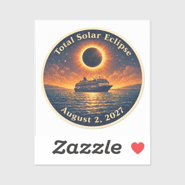 Sticker Total Solar Eclipse August 2 2027 cruise ship  (Feuille)