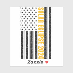 Sticker Total Solar Eclipse USA 8 avril 2024 Drapeau améri