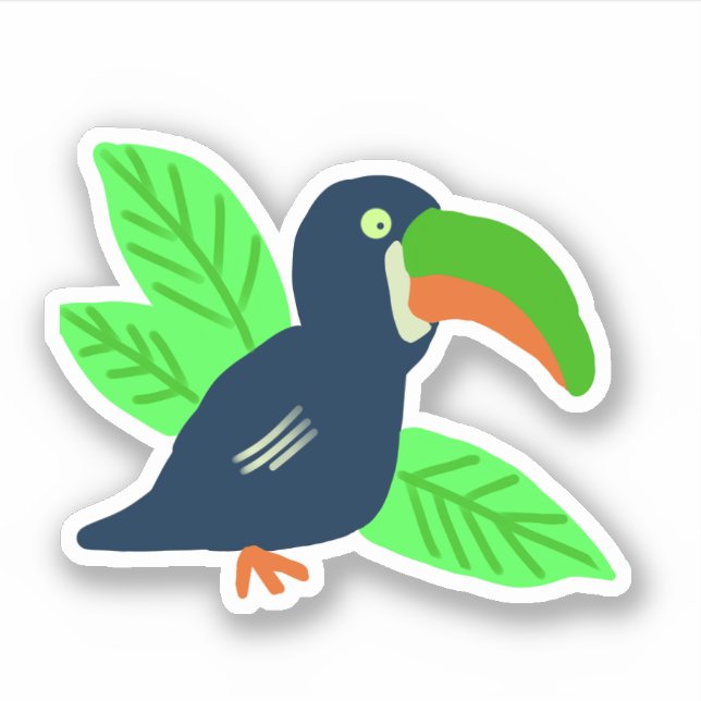 Sticker Toucan Tropical Et Feuille (Devant)