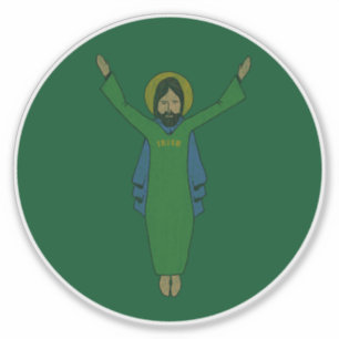 Sticker Touchdown Jésus Vintage désorganisé (Vert fonc