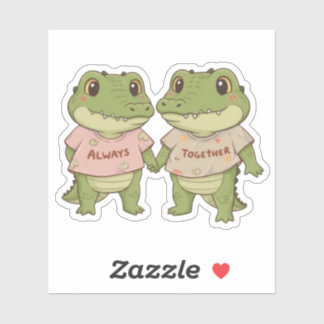 Sticker Toujours Ensemble : Couple de Crocodiles Mignons