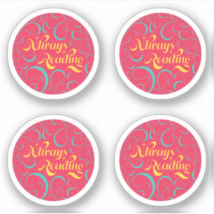 Sticker Toujours lire   Bleu rose vif Jaune & Fils