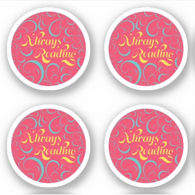 Sticker Toujours lire | Bleu rose vif Jaune & Fils (Devant)