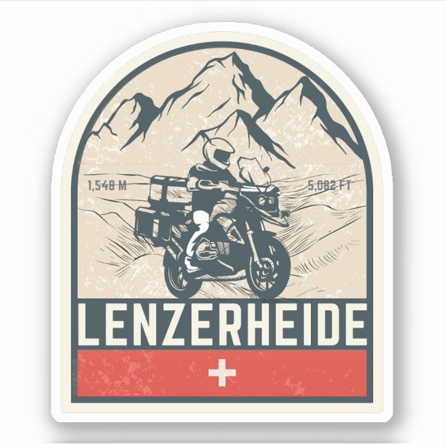 Sticker Tour de moto Lenzerheide pass alpes suisses (Devant)