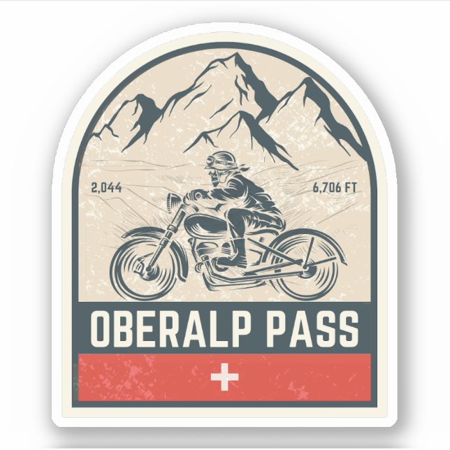 Sticker Tour de moto Oberalp Pass alpes suisses (Devant)