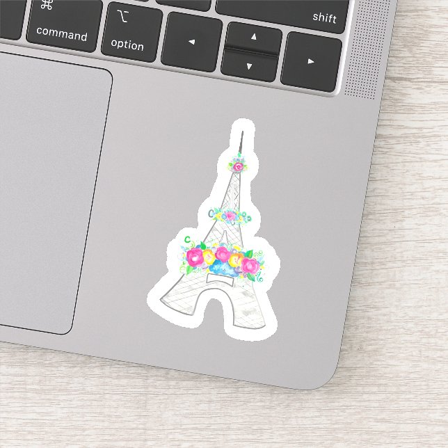 Sticker Tour Eiffel, France, Français, Fleurs, Monument (Détail)