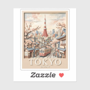 Sticker Tour Eiffel Japon Paysage Urbain Tokyo Sakura Voya