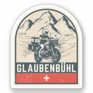 Sticker Tour Glaubenbüelen pass moto dans les Alpes suisse