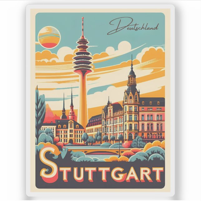Sticker Tour télévisée de Stuttgart - Fernsehturm allemagn (Devant)