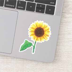 Sticker Tournesol à feuilles vertes et tige