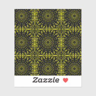 Sticker Tournesol Abstrait Motif - Jaune sur Noir
