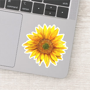 Sticker Tournesol aquarelle. Fleur rustique. Pays