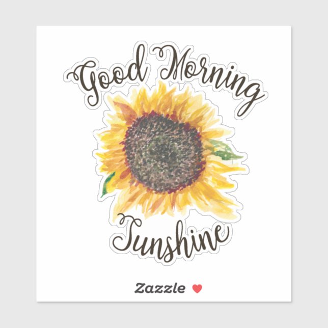 Sticker Tournesol Brown Jaune Bon Matin Soleil (Feuille)
