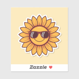 Sticker Tournesol Cool avec des Lunettes de Soleil