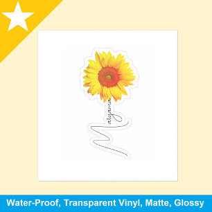Sticker Tournesol Jaune (Mignonne étiquette) Nom manuscrit