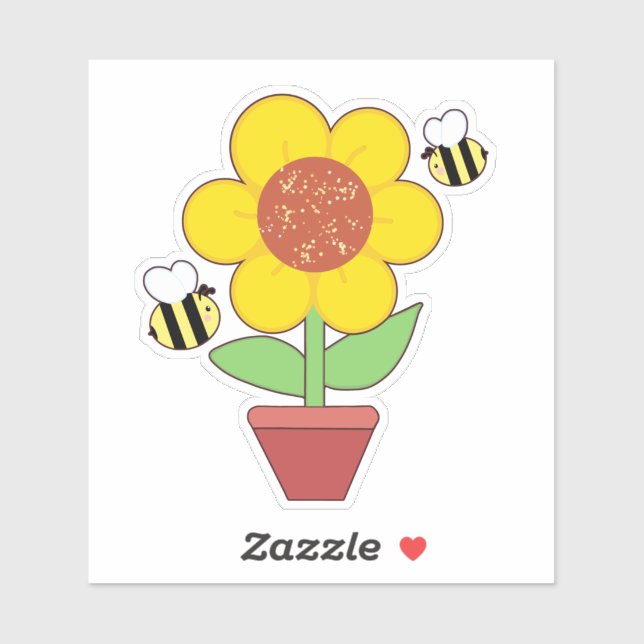 Sticker Tournesol Orange Et Jaune (Feuille)