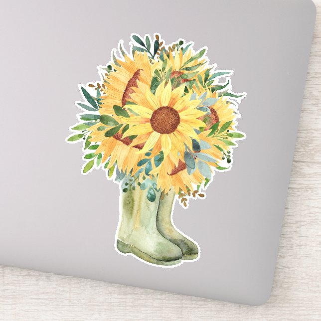 Sticker Tournesols et bottes rustiques (Détail)