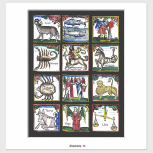 Sticker tous les 12 signes zodiaques Symboles astrologique