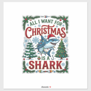 Sticker Tous veulent des arbres de pin requin de Noël