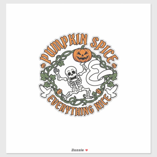 Sticker Tout Citrouille Épice Nice Halloween Squelette V (Feuille)