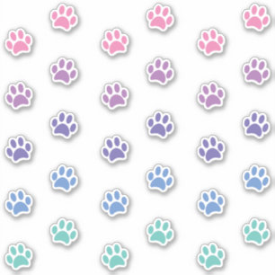 Sticker Traces de pattes pastel rose violet bleu sarcelle
