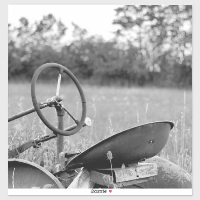 Sticker Tracteur dans l'herbe longue (Feuille)